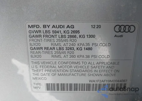 2021 Audi Q5 Prestige 55 Tfsi E Quattro S Tronic from USA, damaged, VIN WA1F2AFY9M2044087